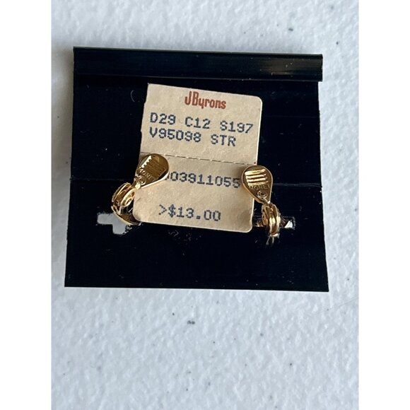 Vintage Monet Black & Gold Beaded Necklace & Black & Gold Trim Clip Earrings Set - Picture 8 of 8